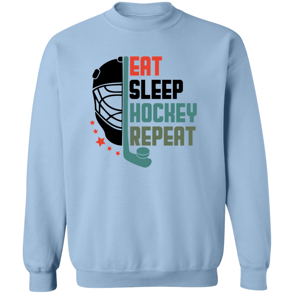 Eat Sleep Hockey Repeat Crewneck Pullover Sweatshirt