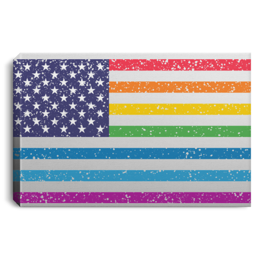 LGBTQ American Flag  Canvas .75in Frame