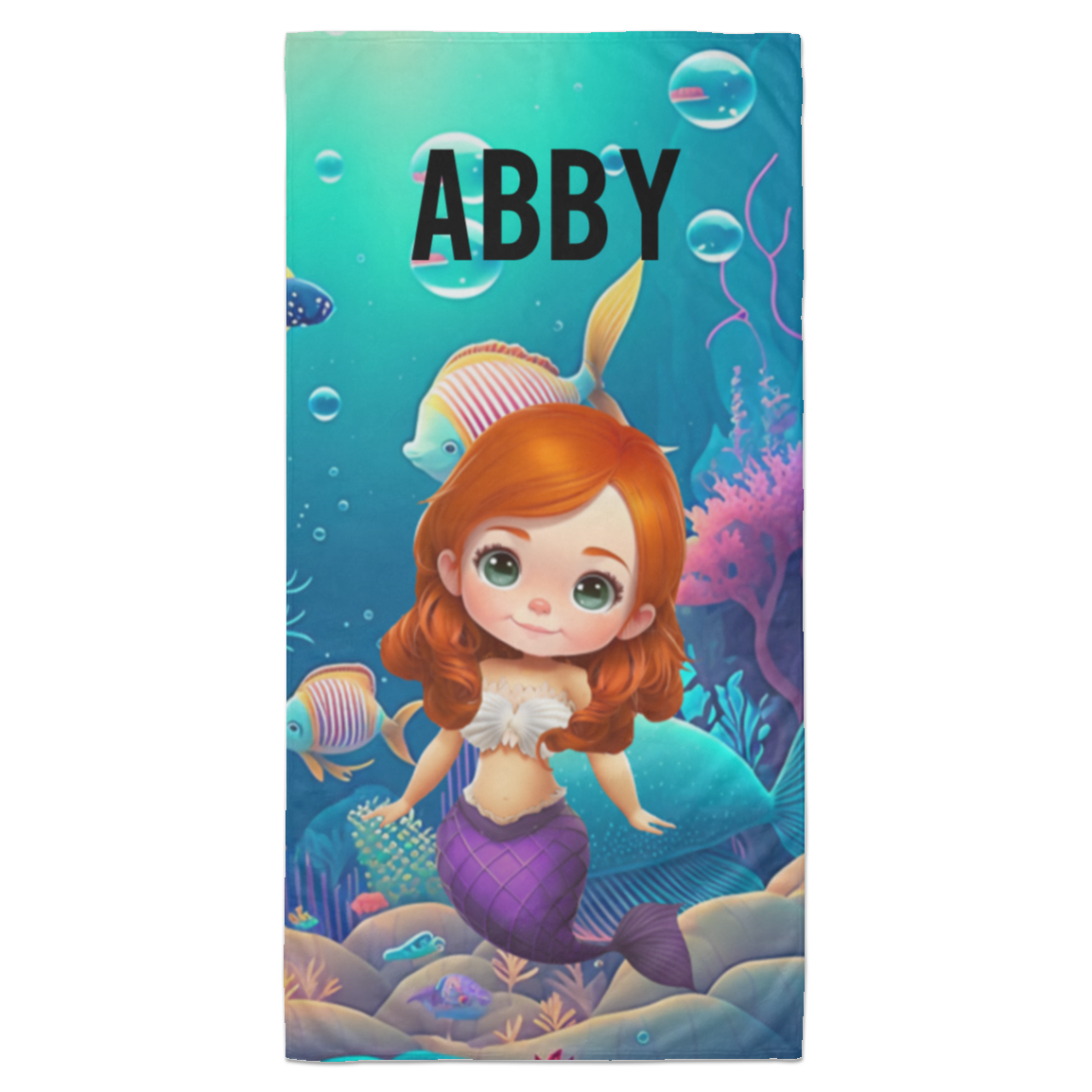 Red Hair Mermaid Personalized BeachTowel - 35x70