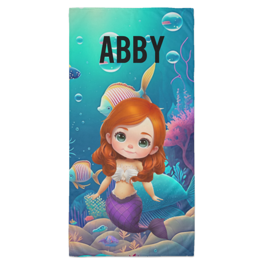 Red Hair Mermaid Personalized BeachTowel - 35x70