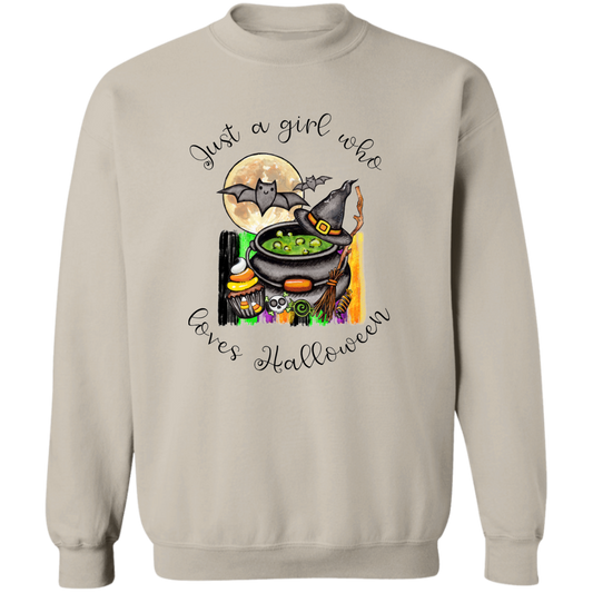 Just A Girl Who Loves Halloween Crewneck Pullover Sweatshirt