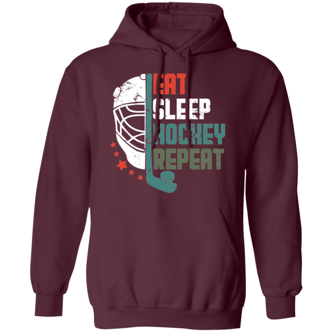 Eat Sleep Hockey Repeat Darker Colors Pullover Hoodie