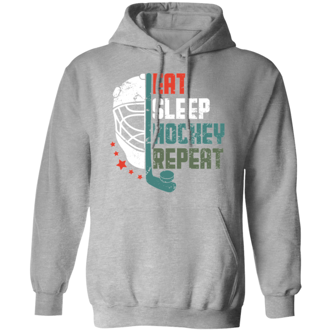Eat Sleep Hockey Repeat Darker Colors Pullover Hoodie