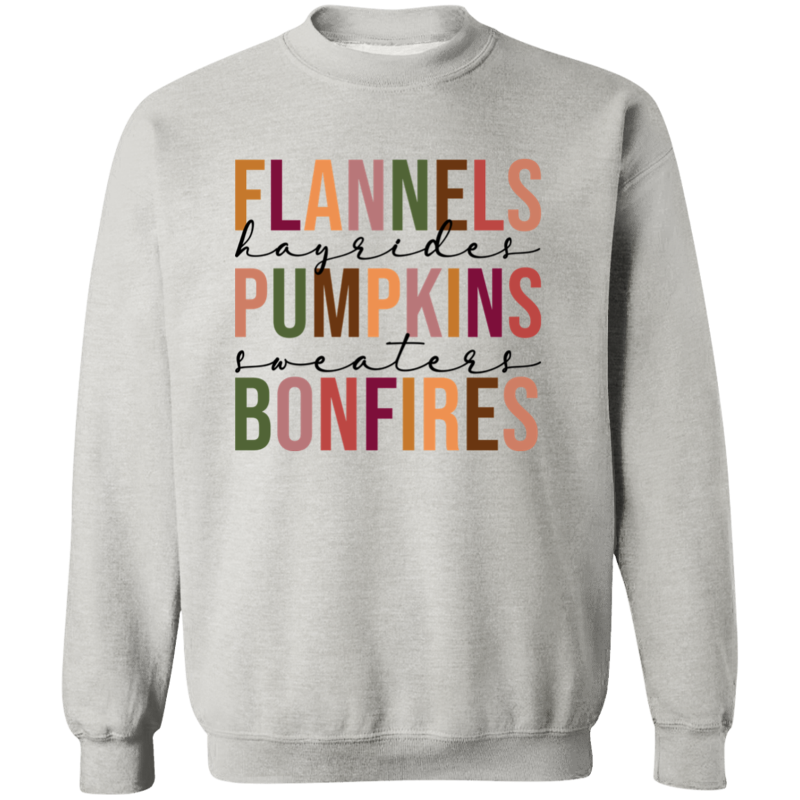 Flannels Hayrides Pumpkins Crewneck Pullover Sweatshirt
