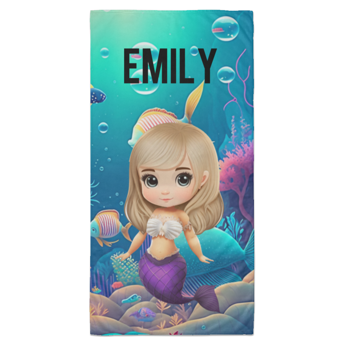 Blonde Hair Mermaid Personalized Beach Towel - 35x70