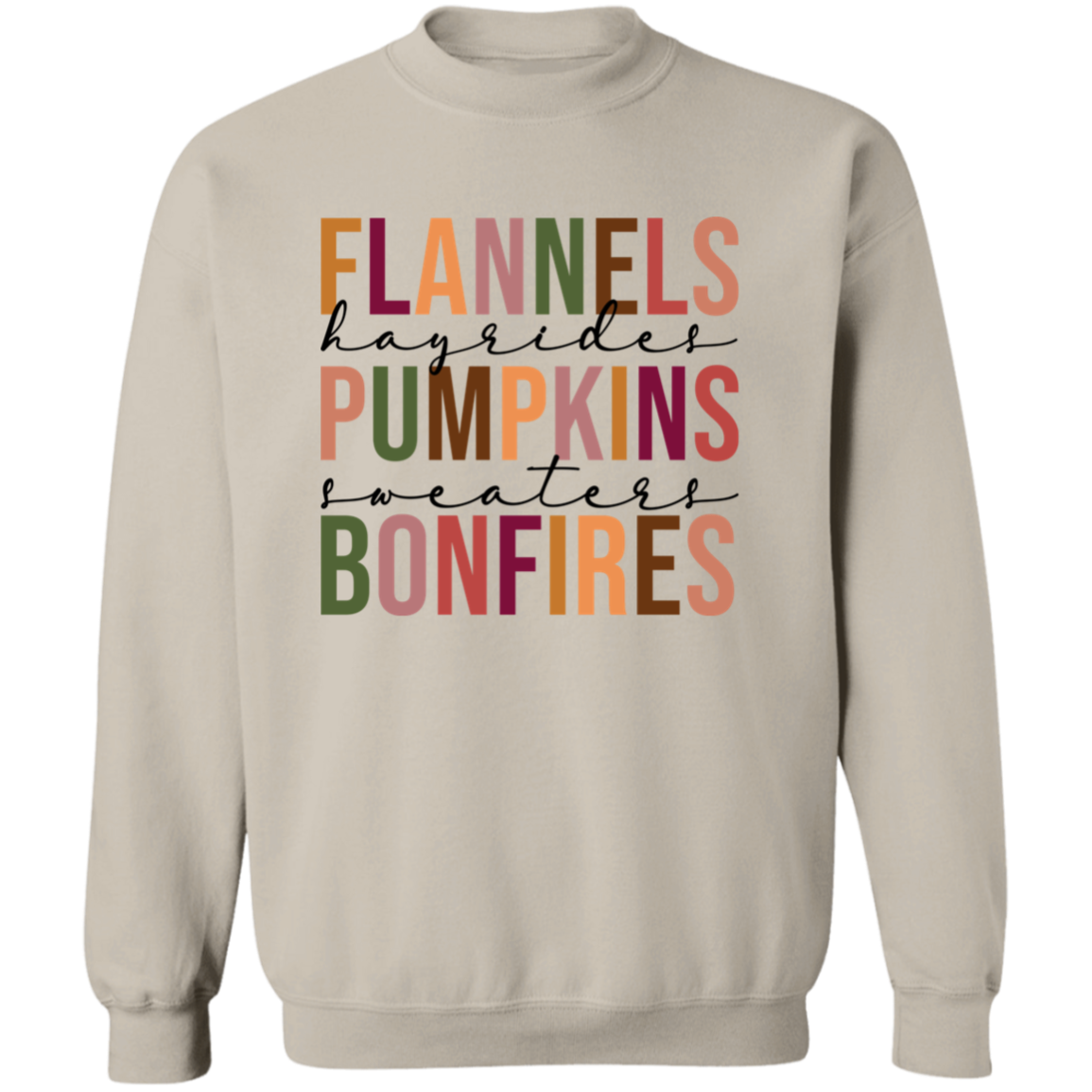 Flannels Hayrides Pumpkins Crewneck Pullover Sweatshirt