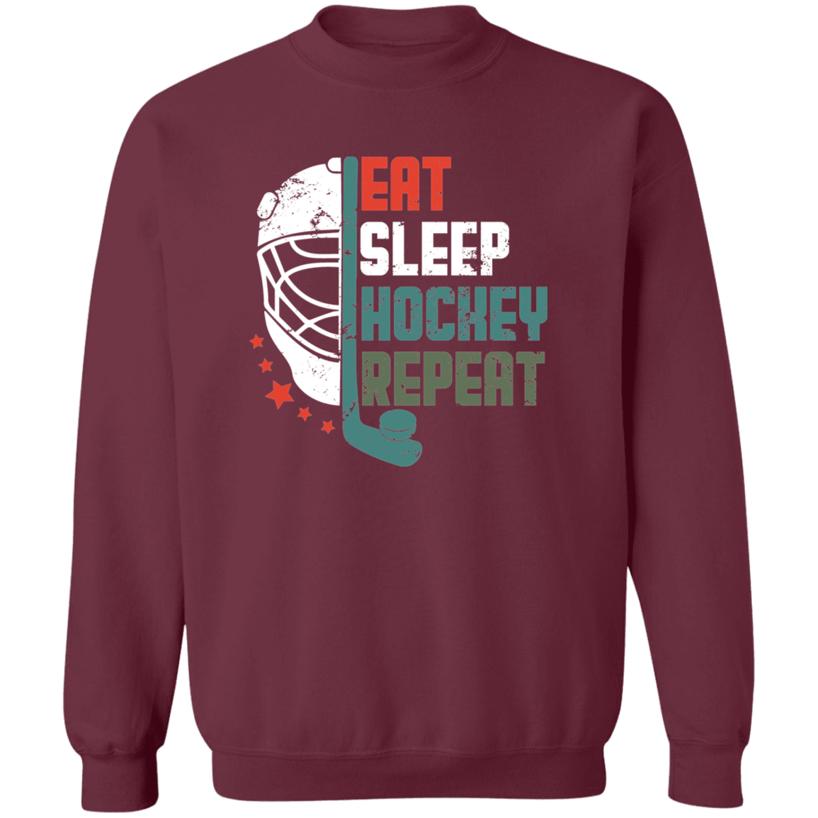 Eat Sleep Hockey Repeat Darker Colors  Crewneck Pullover Sweatshirt