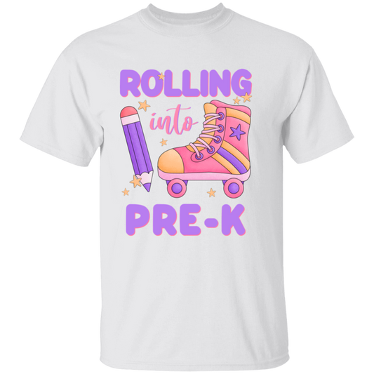 Rolling Into Pre K Youth Cotton T-Shirt