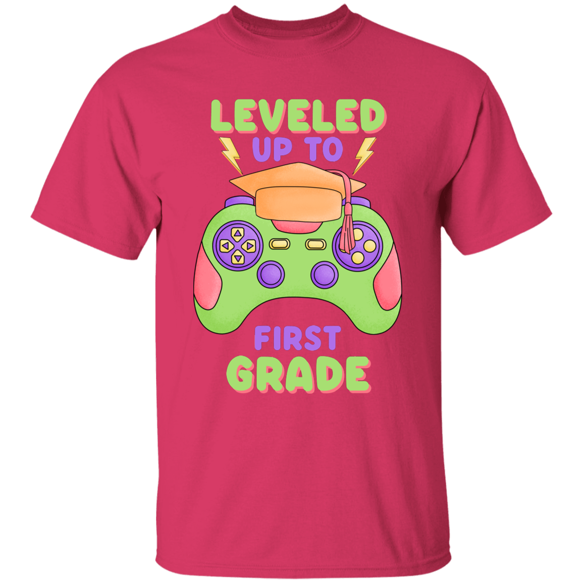 Leveled Up To First Grade Youth Cotton T-Shirt