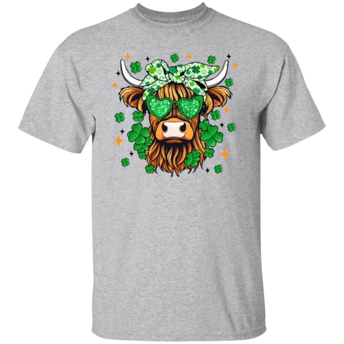 Shamrock Highland Cow 5.3 oz. T-Shirt