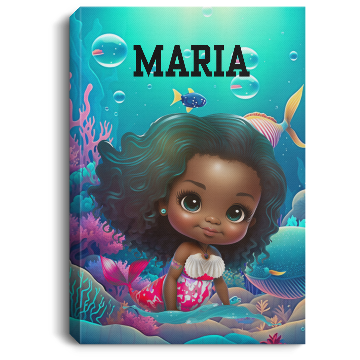 Hispanic Mermaid Personalized Canvas .75in Frame