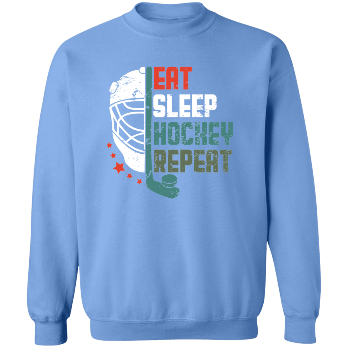 Eat Sleep Hockey Repeat Darker Colors  Crewneck Pullover Sweatshirt