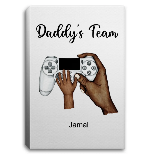African American Daddy's Team up to 5 Hands Portrait Canvas 0.75in Frame