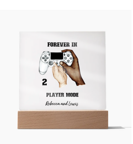Forever In 2 Player Mode Soulmates Acrylic Square Plaque