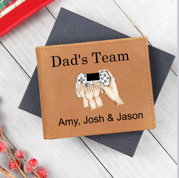 Video Gamer Dad Graphic Leather Wallet