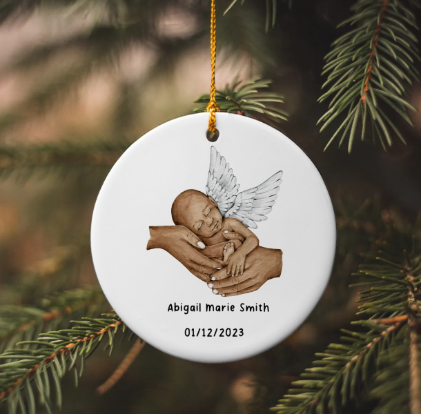 Baby Angel Ceramic Circle Ornament