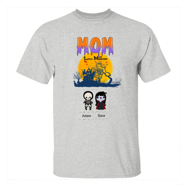Mom, Gigi, Mama and Mimi's Little Monsters Personalized Halloween T-Shirt