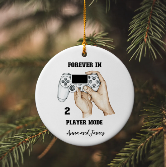 Video Game Couple Circle Ornament