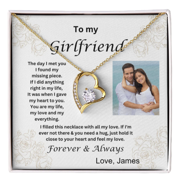 To My Girlfriend - Forever Love Necklace - 18k yellow gold finish