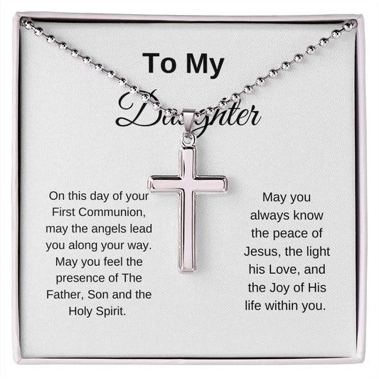 To My Daughter On Her First Communion Cross Necklace