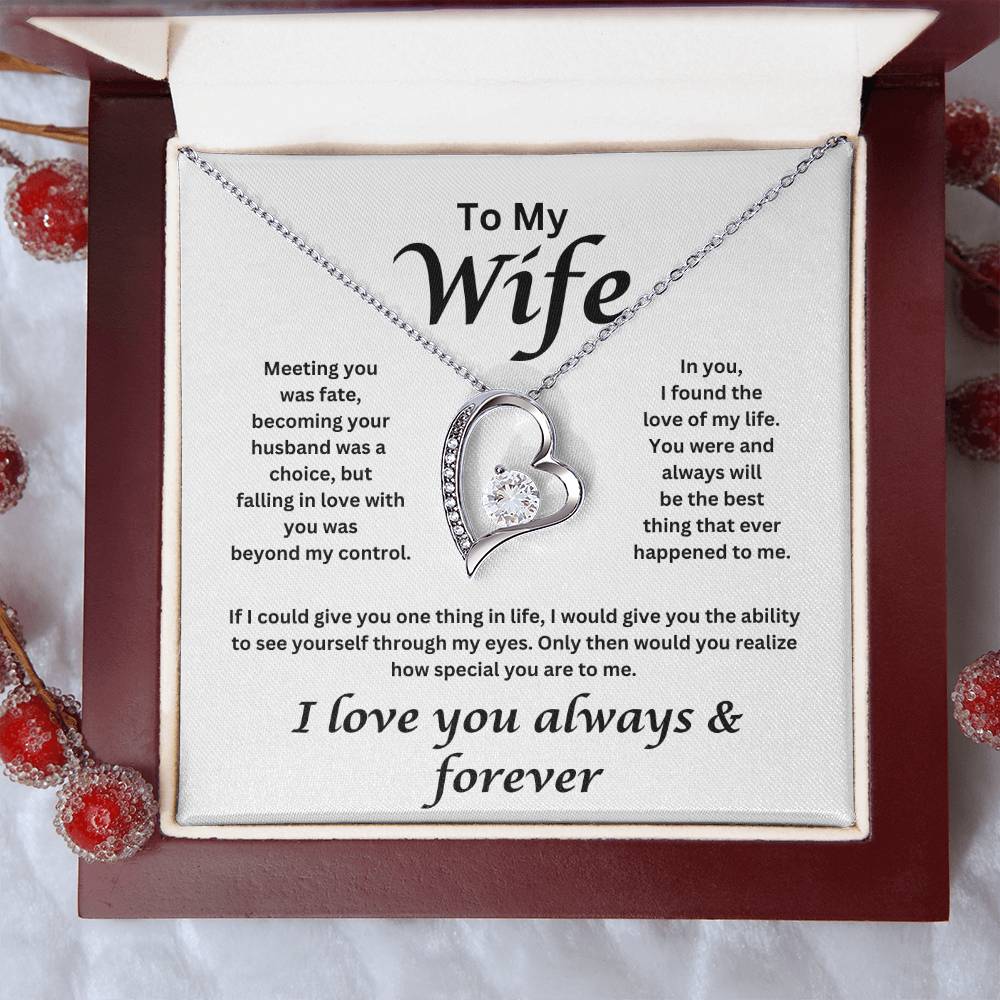 To My Wife -  Meeting You Was Fate, Loving you -  Heart Necklace