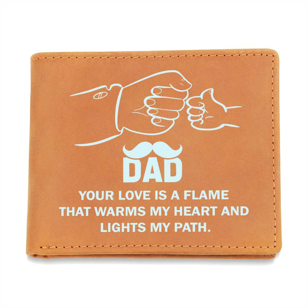 Dad Your Love Is A Flame That Warms My Heart Leather Wallet