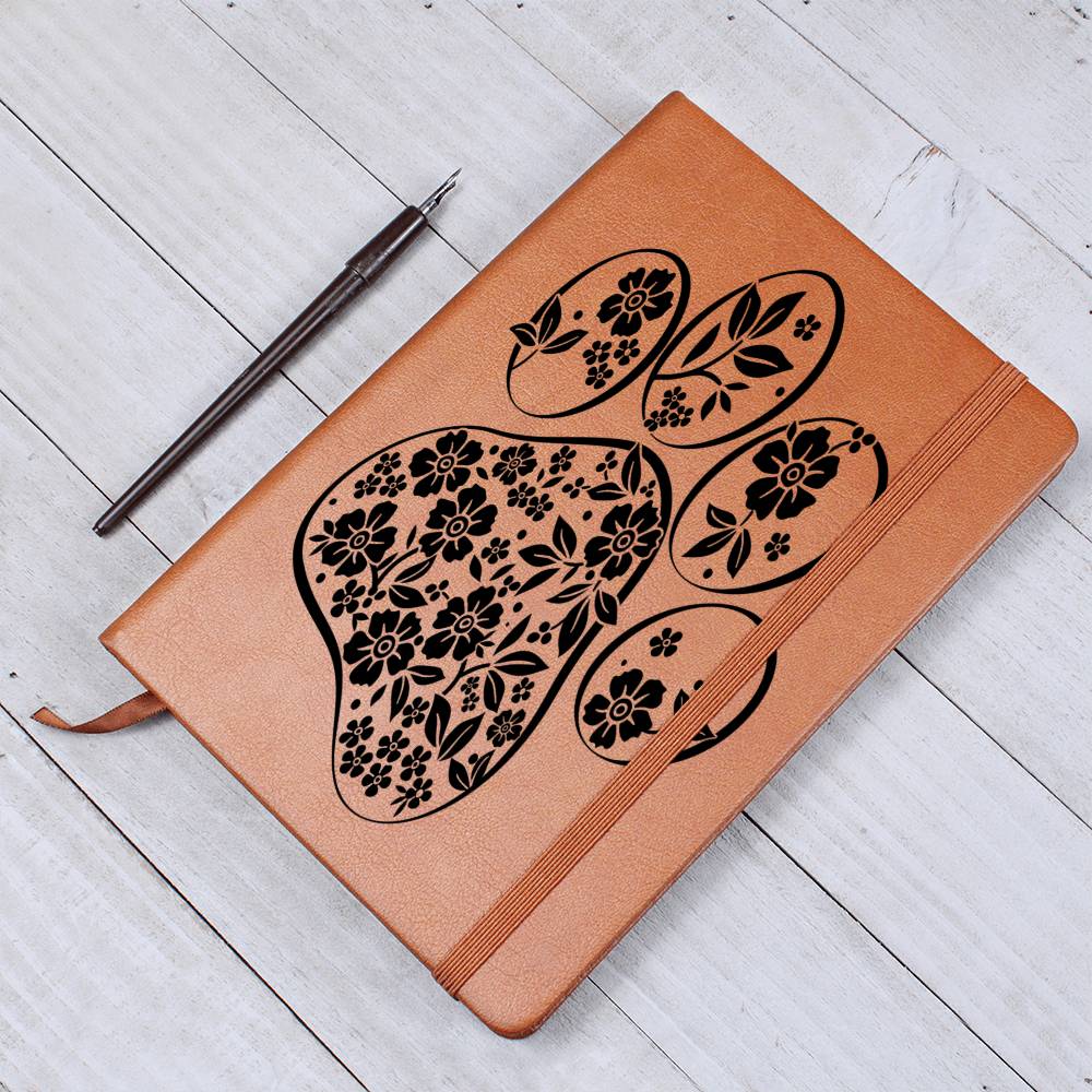 Floral Paw Print Blank Journal