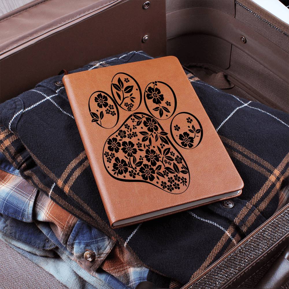 Floral Paw Print Blank Journal