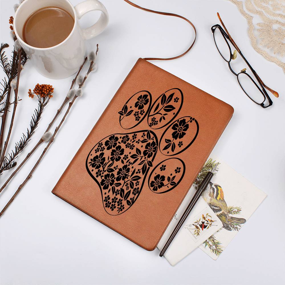 Floral Paw Print Blank Journal