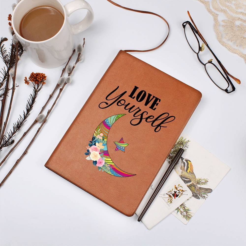 Love Yourself Crescent Moon Leather Journal