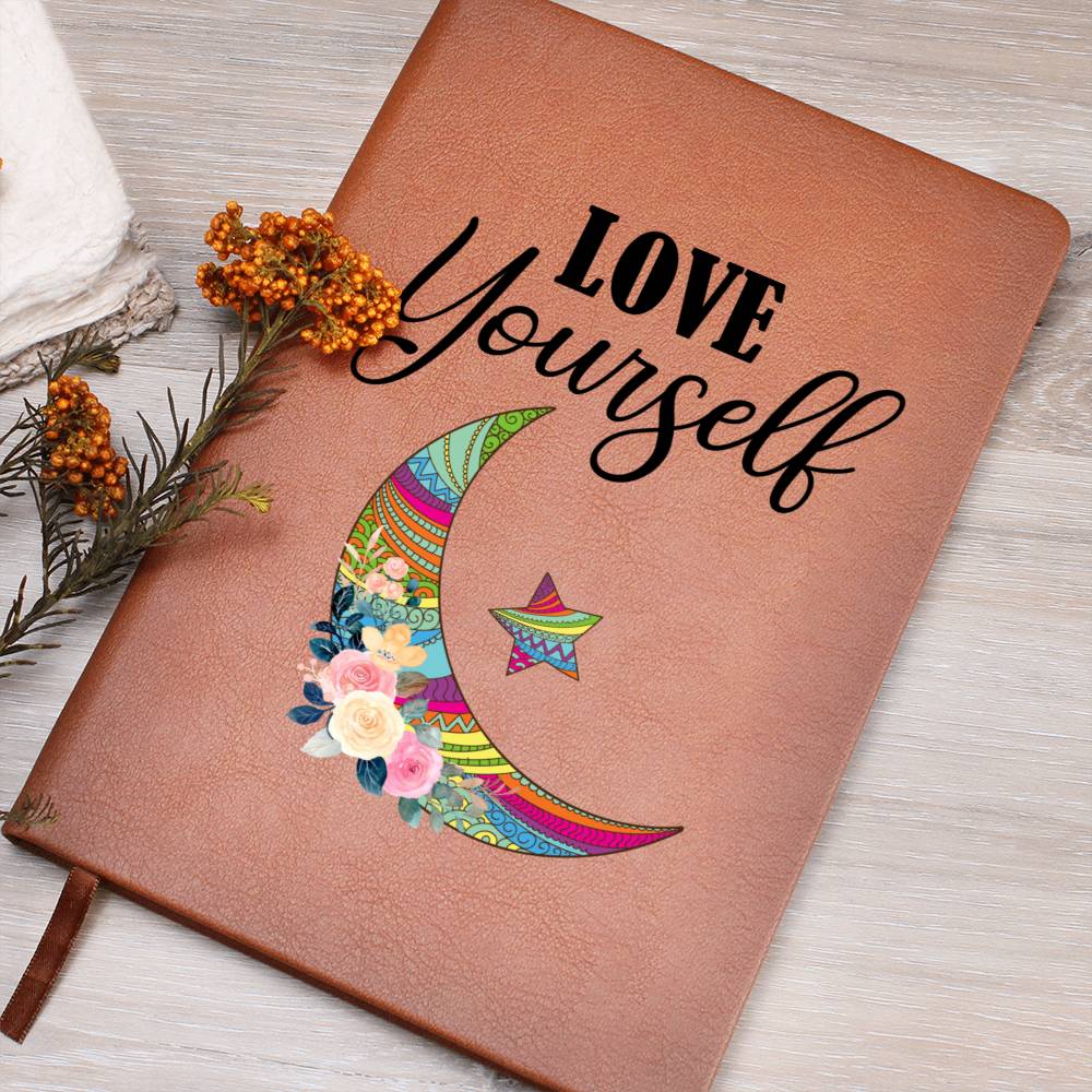 Love Yourself Crescent Moon Leather Journal