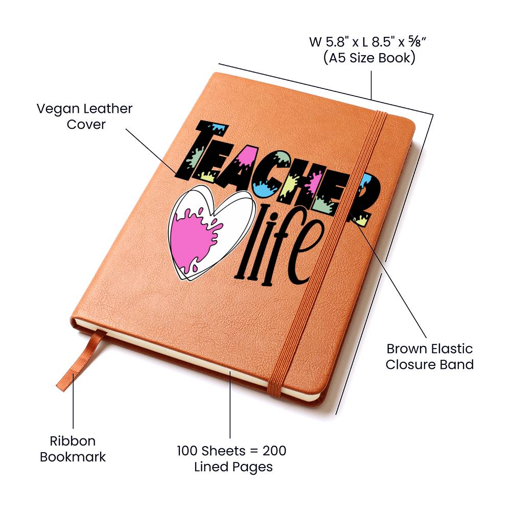 Teacher Life Blank Leather Notebook