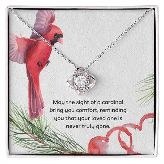 May the Sight of a Cardinal Bring You Comfort Forever Knot Memorial Necklace