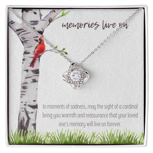 Memories Live On Love Knot Memorial Necklace