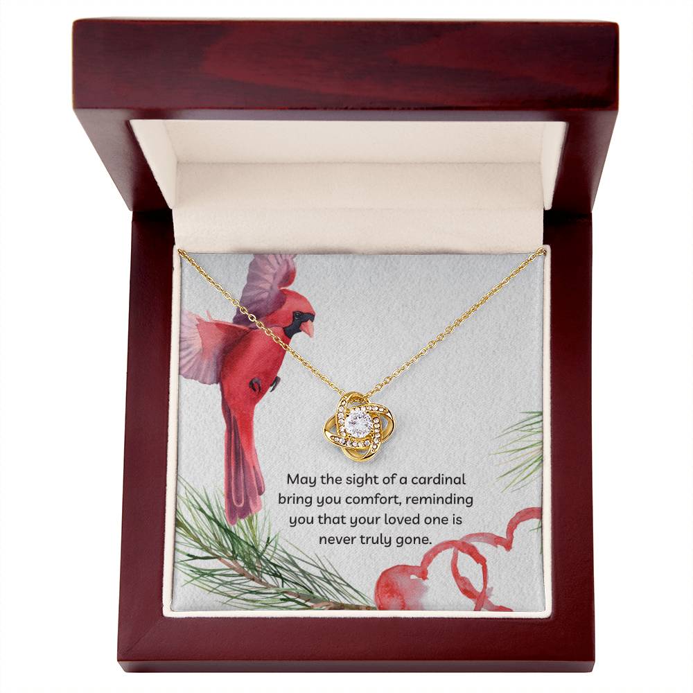 May the Sight of a Cardinal Bring You Comfort Forever Knot Memorial Necklace