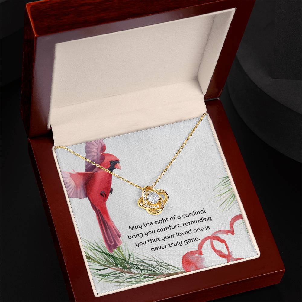 May the Sight of a Cardinal Bring You Comfort Forever Knot Memorial Necklace
