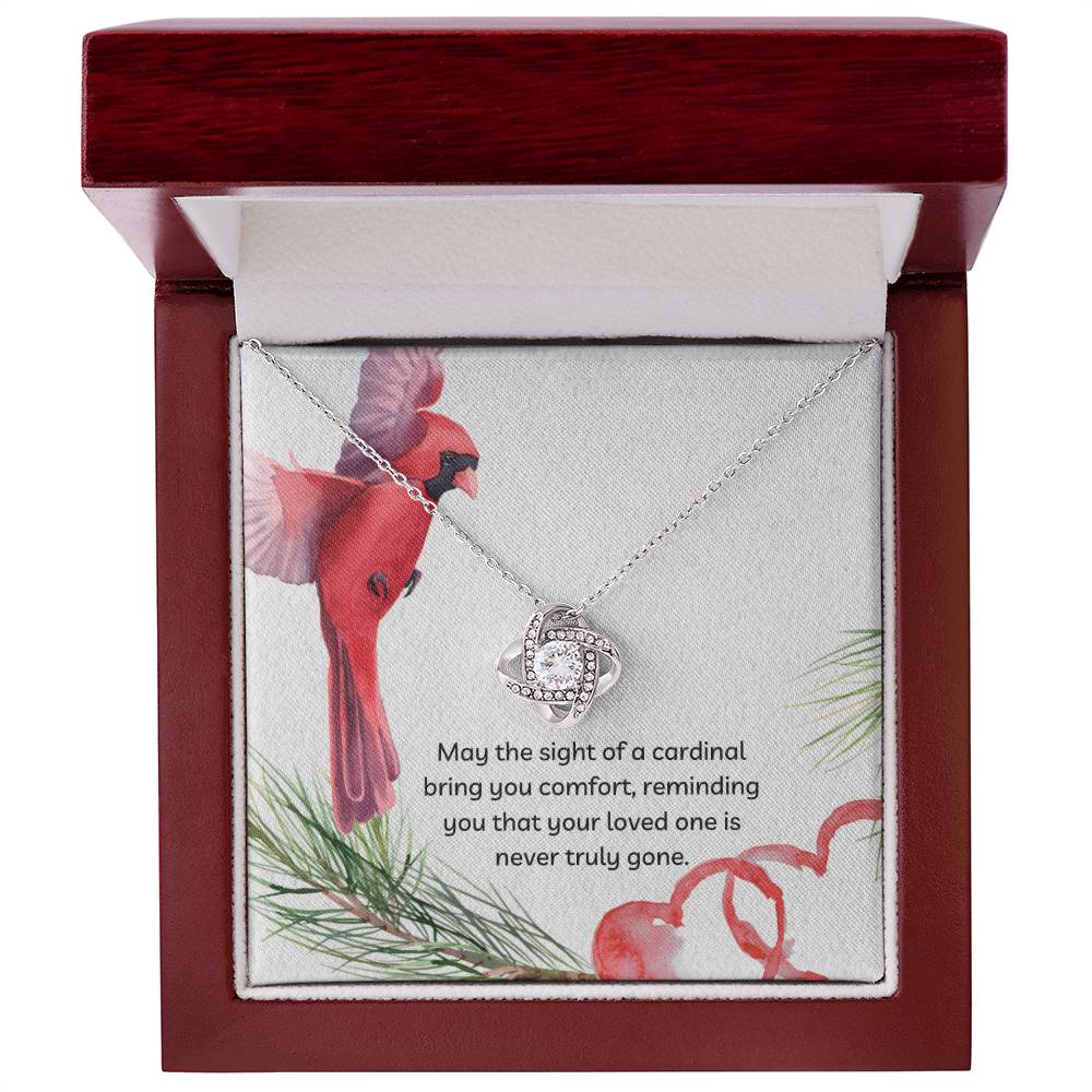 May the Sight of a Cardinal Bring You Comfort Forever Knot Memorial Necklace