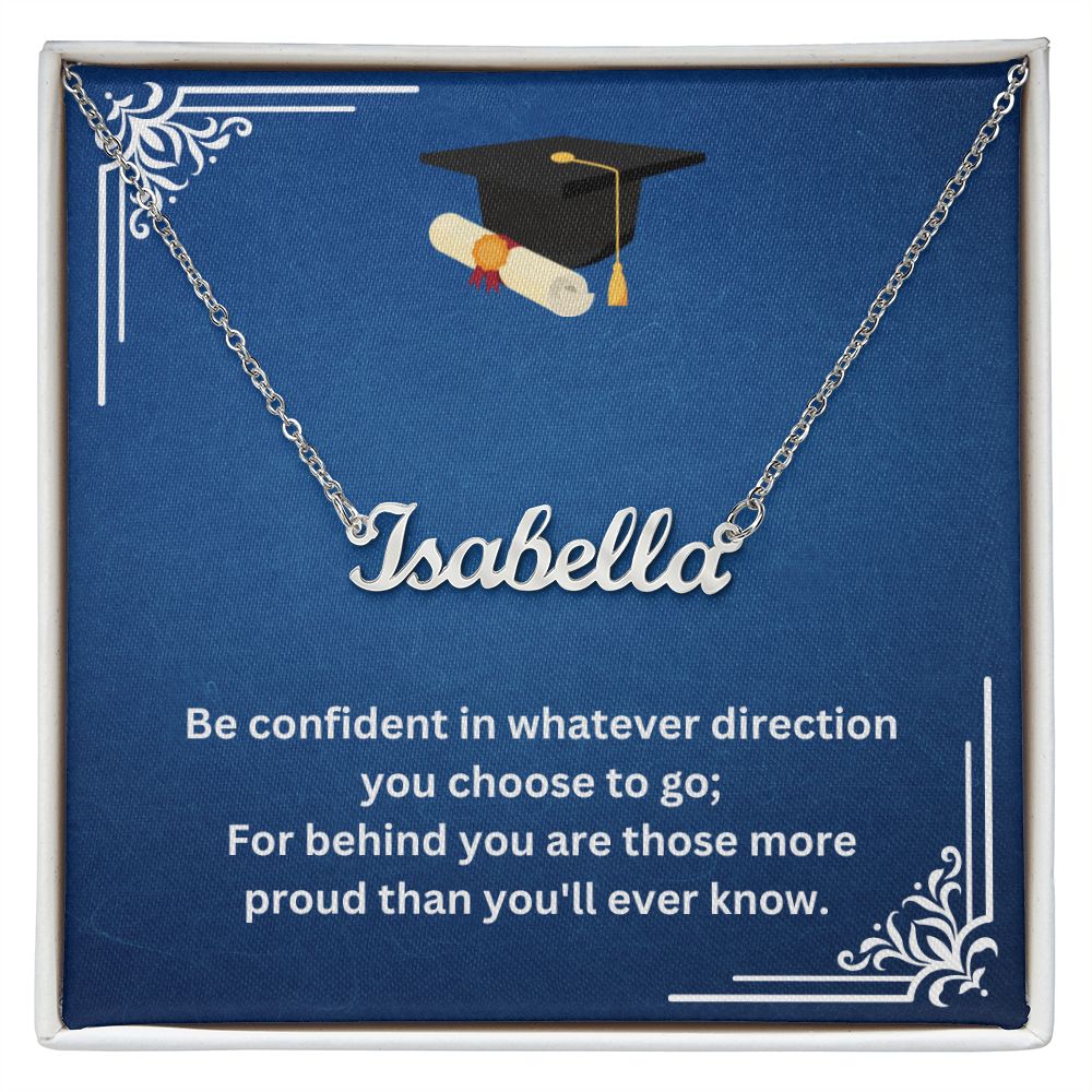 Be Confident Name Necklace for Graduation