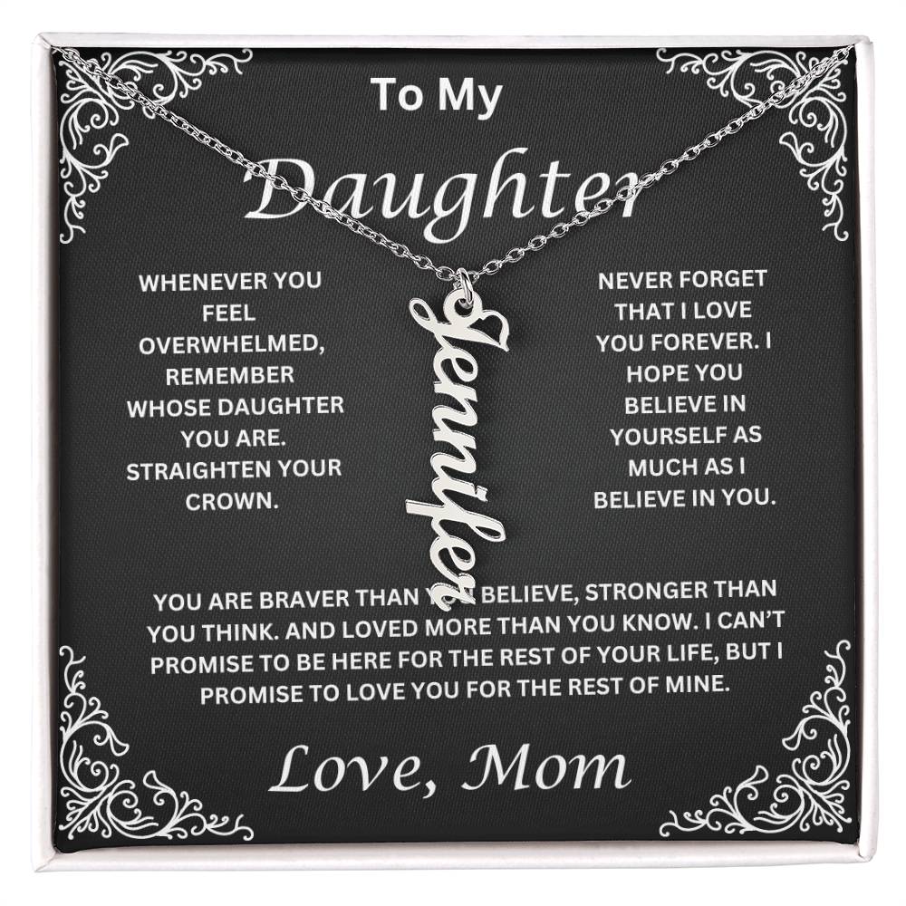 Name Necklace To My Daughter Love Mom