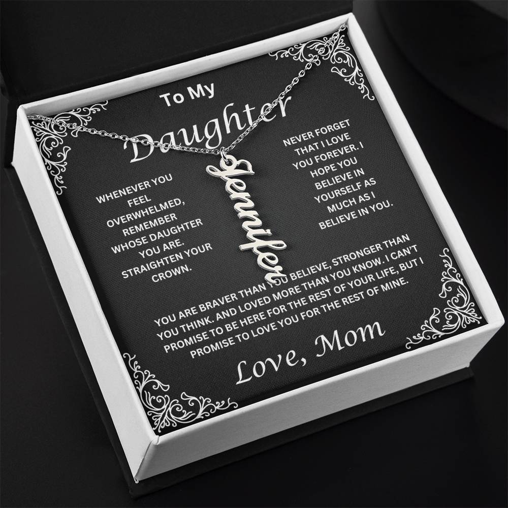 Name Necklace To My Daughter Love Mom