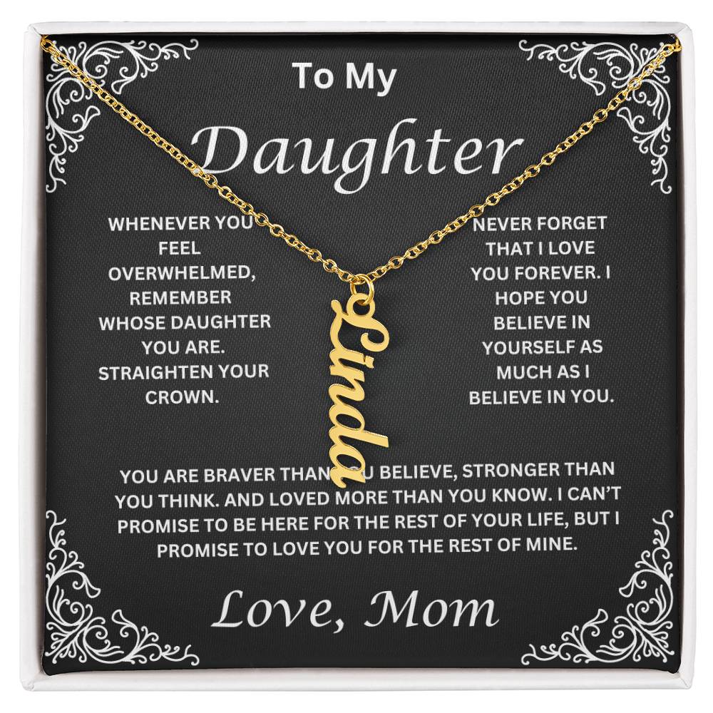 Name Necklace To My Daughter Love Mom