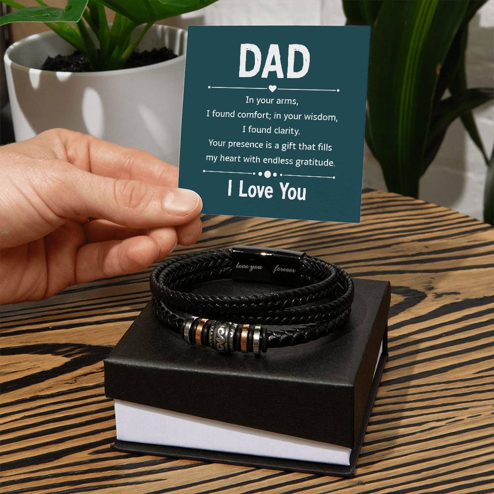 Dad In Your Arms I have Found Comfort Love You Leather Bracelet