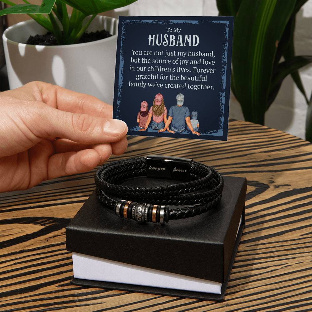 To My Husband, You are the Source of Joy and Love, Love You Forever Leather Bracelet