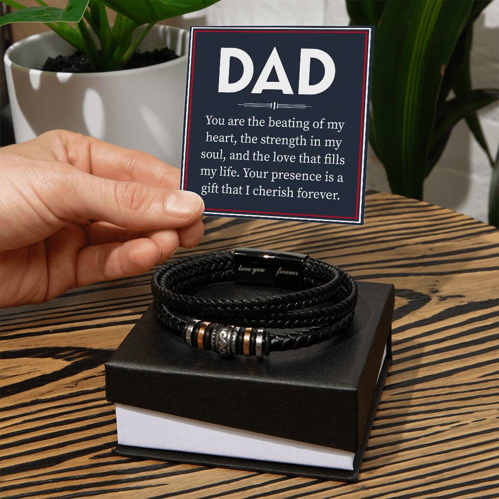 Dad You Are The Beating of my Heart Love You Forever Leather Bracelet