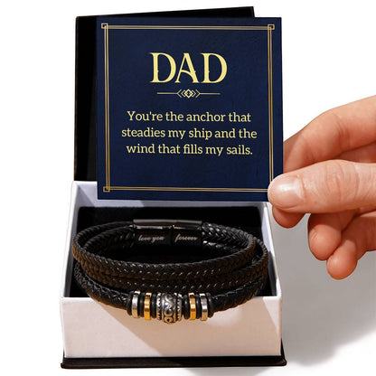 Dad, You're the Anchor, Love You Forever Leather Bracelet