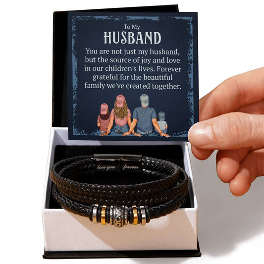 To My Husband, You are the Source of Joy and Love, Love You Forever Leather Bracelet