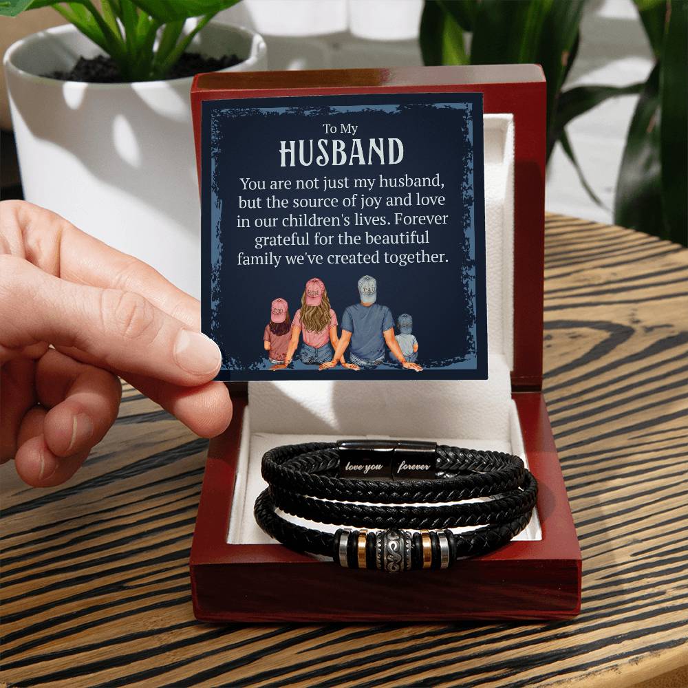 To My Husband, You are the Source of Joy and Love, Love You Forever Leather Bracelet