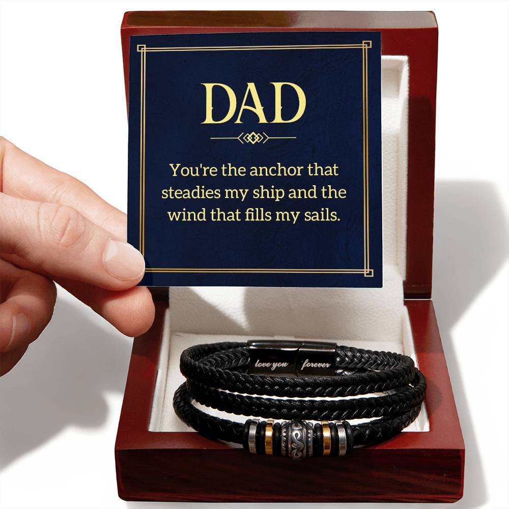 Dad, You're the Anchor, Love You Forever Leather Bracelet