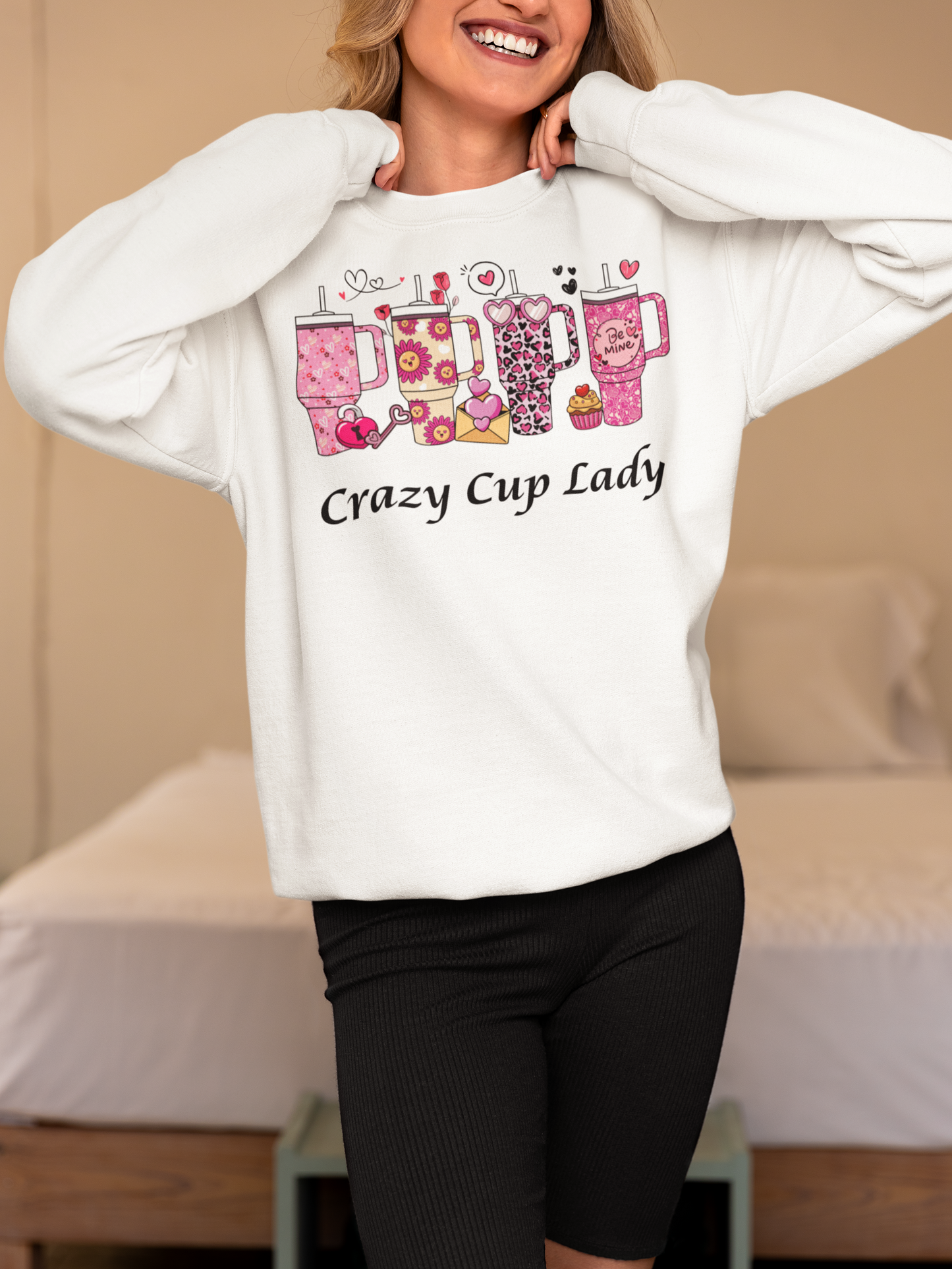 Crazy Cup Lady Crewneck Pullover Sweatshirt