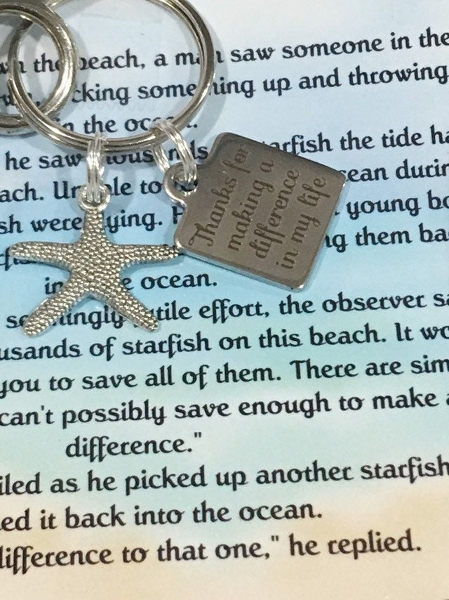 Starfish Keychain - Teacher, Coach Thank You Gift